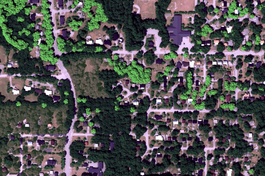 Overhead shot of neighborhood in DIRSIG