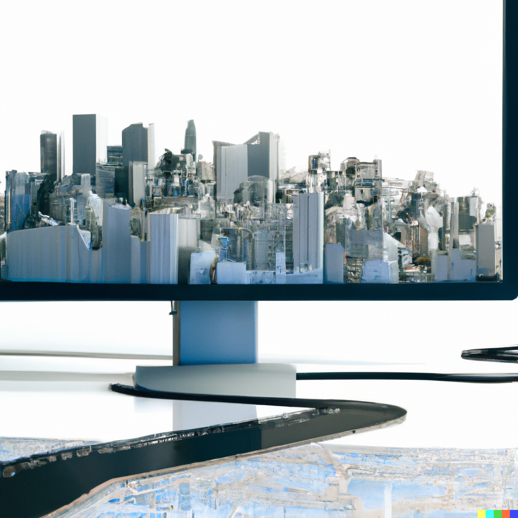 city on computer screen