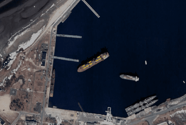 overhead image of water with ships