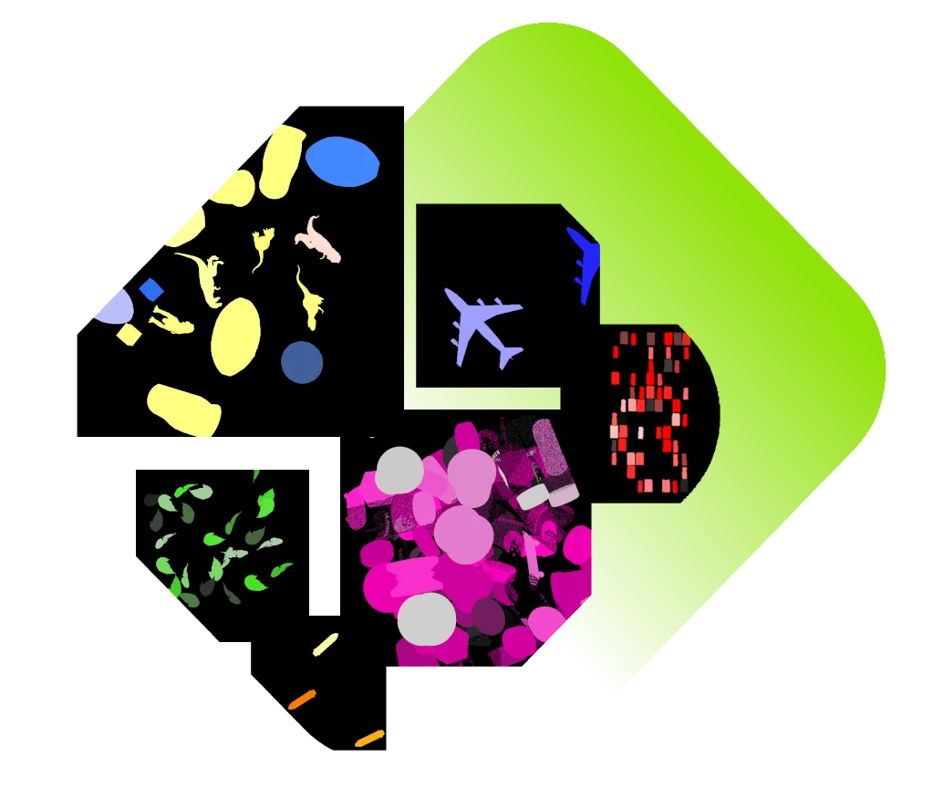 Rendered.ai synthetic data images showing object instances
