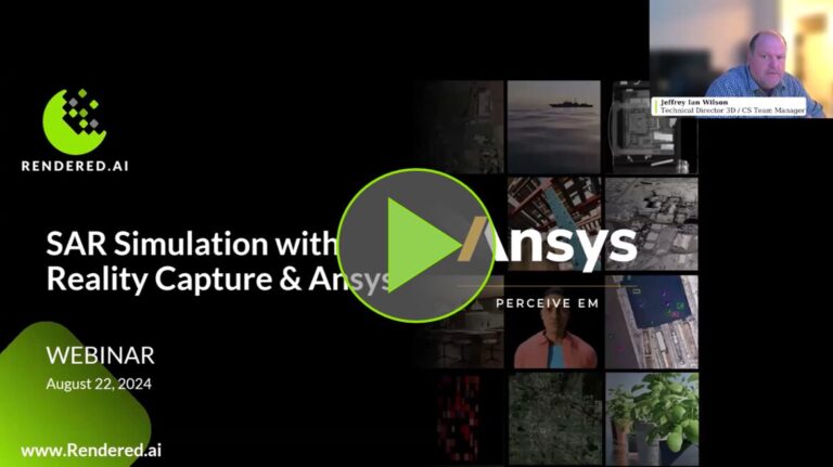 Watch the on-demand webinar on SAR Simulation with Reality Capture featuring experts from Rendered.ai and Ansys.