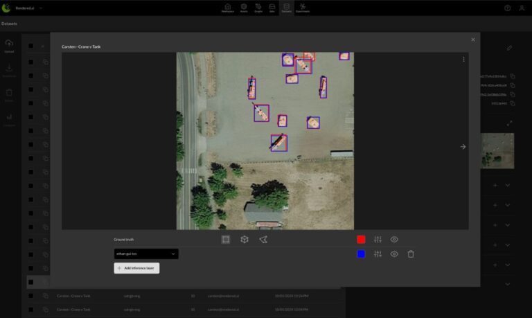 Visualization of inference layers run on a trained computer vision model in the Rendered.ai Platform.