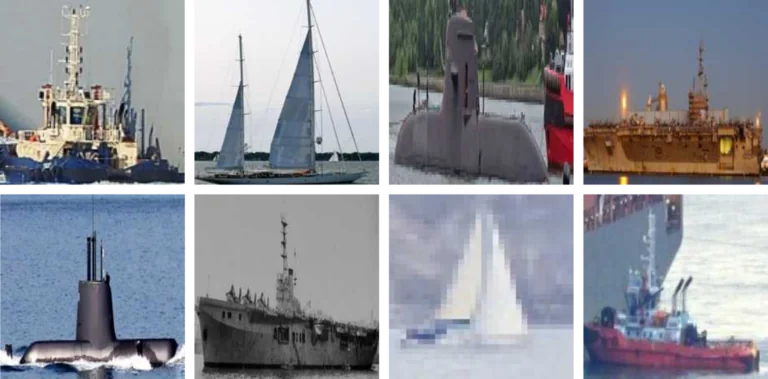 Kaggle dataset of real images for ship computer vision classification applications including tugboats, sailboats, aircraft carriers, and submarines.