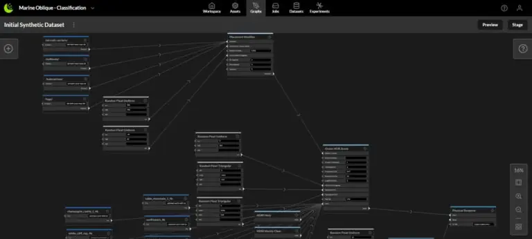 An example of a configurable synthetic data generation workflow in the Rendered.ai platform.