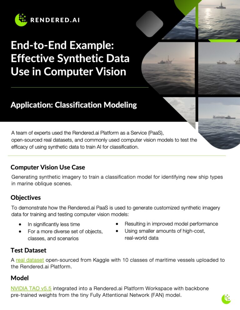 End-to-end computer vision algorithm development with synthetic data for maritime vessel classification