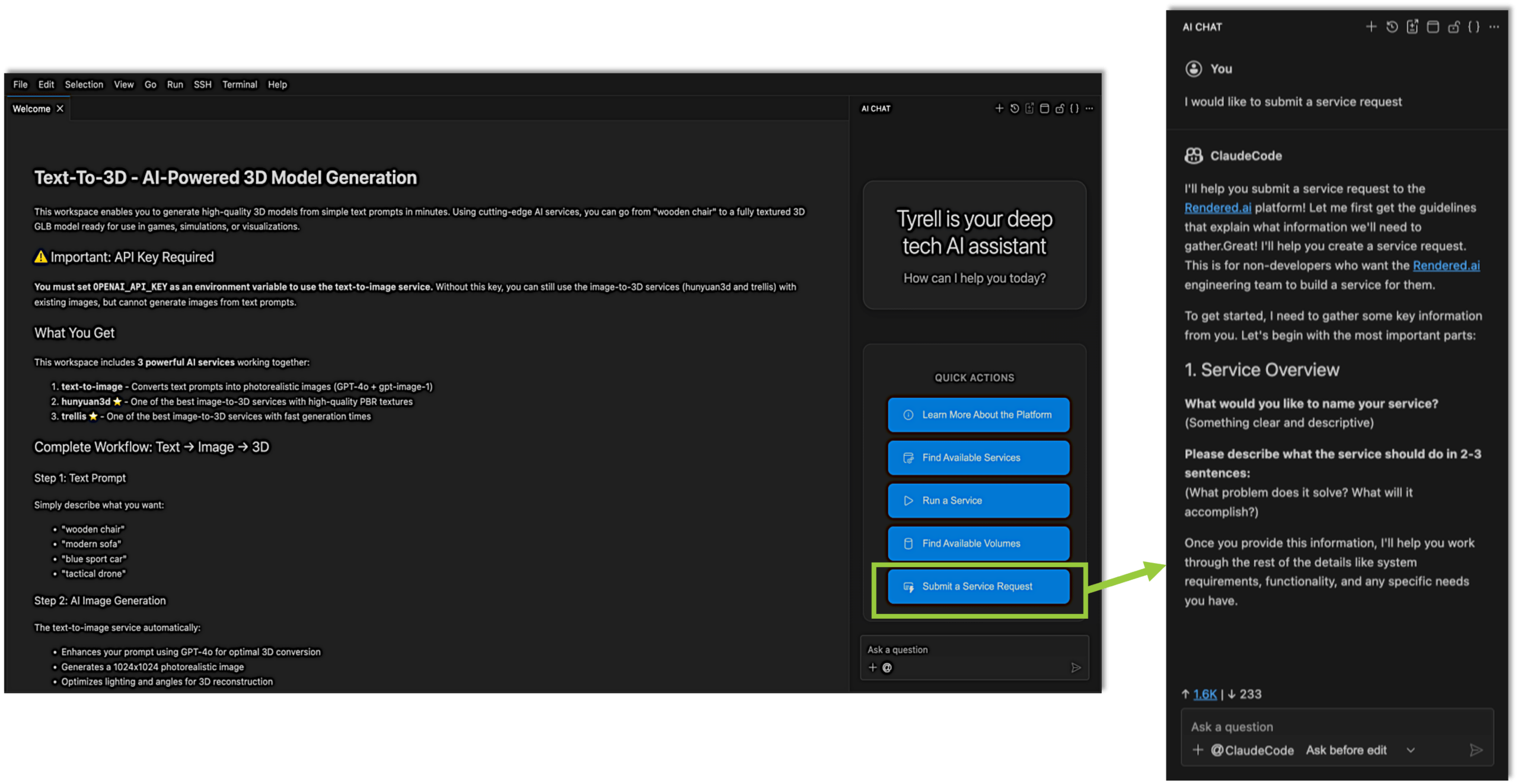 AI-assisted custom agent creation on the Rendered.ai Agent Studio platform.